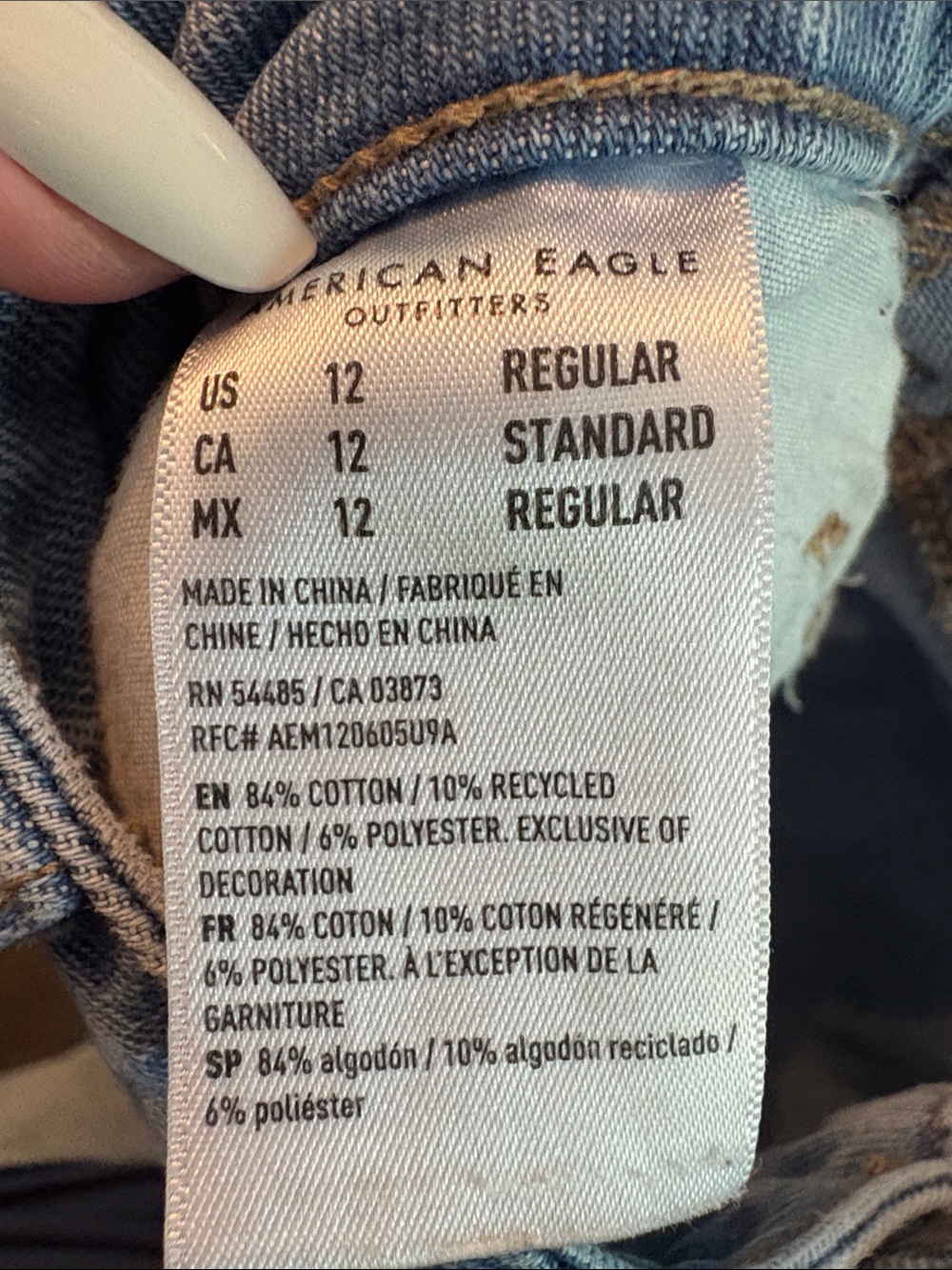American Eagle Outfitters Light Blue Distressed Mom Jeans Size 12 - Picture 4 of 12